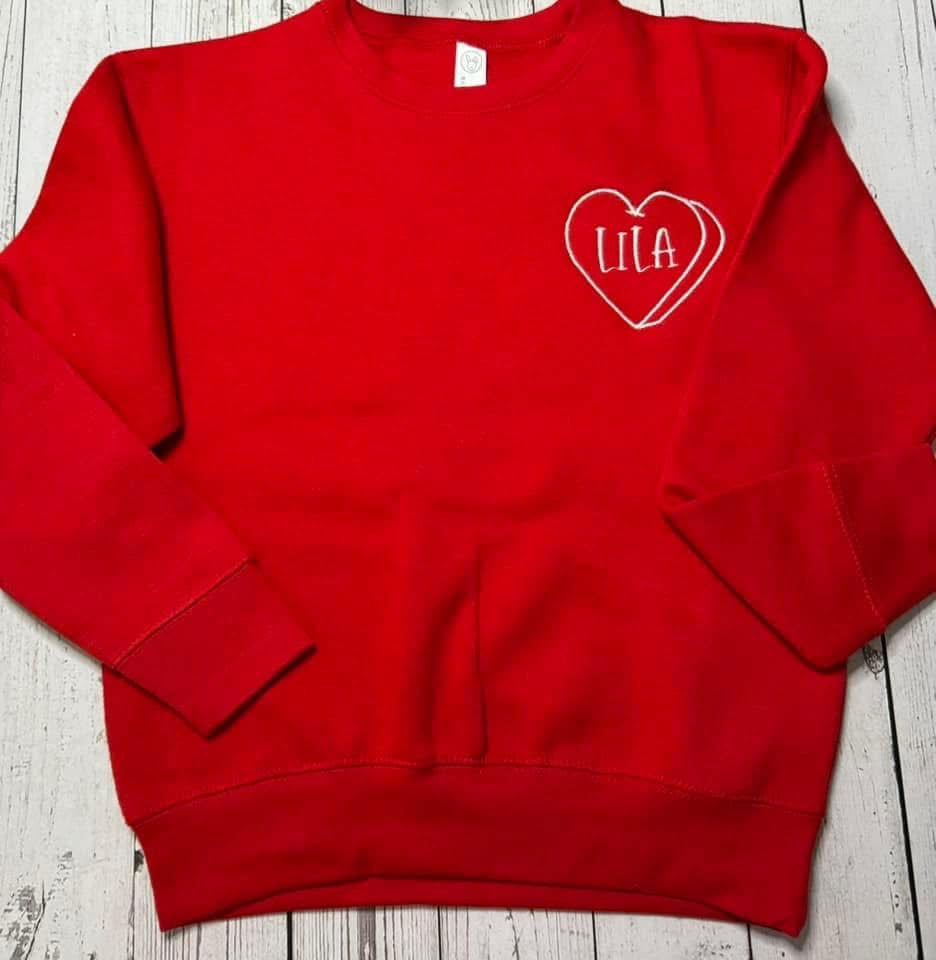 CONVERSATION HEART EMBROIDERED SWEATSHIRT