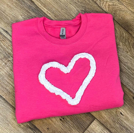 Chenille Yarn Heart Sweatshirt